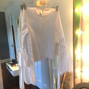 White eyelet detail top - Zara